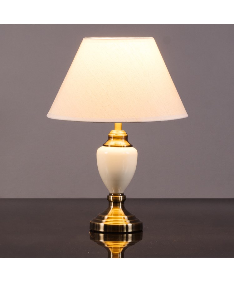 Malham Small Classic Table Lamp with Matching Shade - Cream & Antique Brass Malham Small Classic Table Lamp with Matching Shade - Cream & Antique Brass