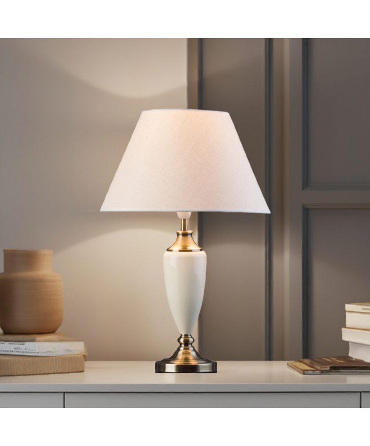 Malham Antique Brass & Cream Large Table Lamp Malham Antique Brass & Cream Large Table Lamp