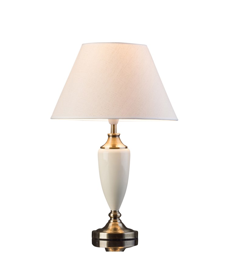Large Malham Cream Ceramic and Antique Brass Traditional / Classic Table Lamp