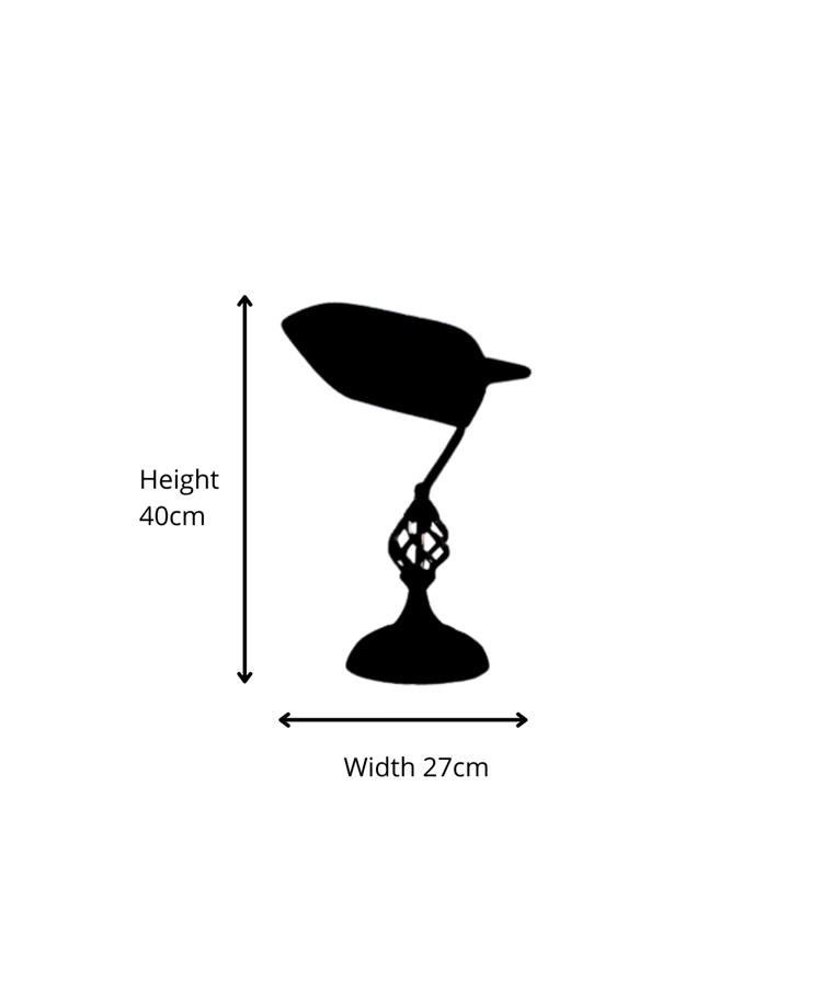 Kingswood Barley Twist Traditional Bankers Lamp - Antique Brass - Green Glass Kingswood Barley Twist Traditional Bankers Lamp - Antique Brass - Green Glass