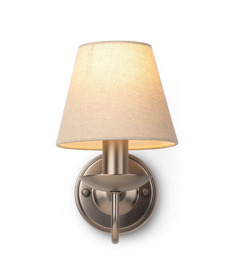 Craven Modern Pewter Grey Wall Light with Beige Linen Shade Craven Modern Pewter Grey Wall Light with Beige Linen Shade