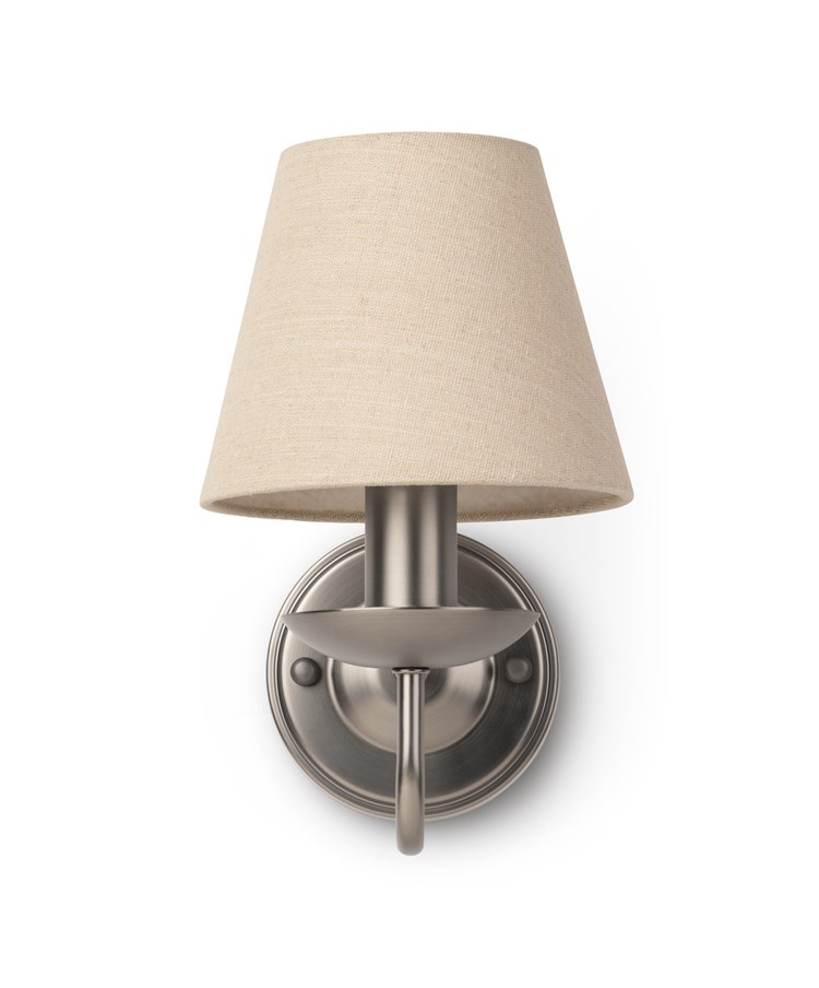 Craven Modern Pewter Grey Wall Light with Beige Linen Shade Craven Modern Pewter Grey Wall Light with Beige Linen Shade