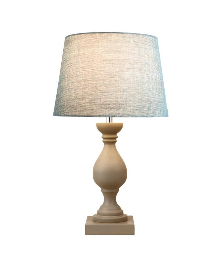 Fengate Stone Effect Grey Table Lamp with Blue Gold Shade Fengate Stone Effect Grey Table Lamp with Blue Gold Shade