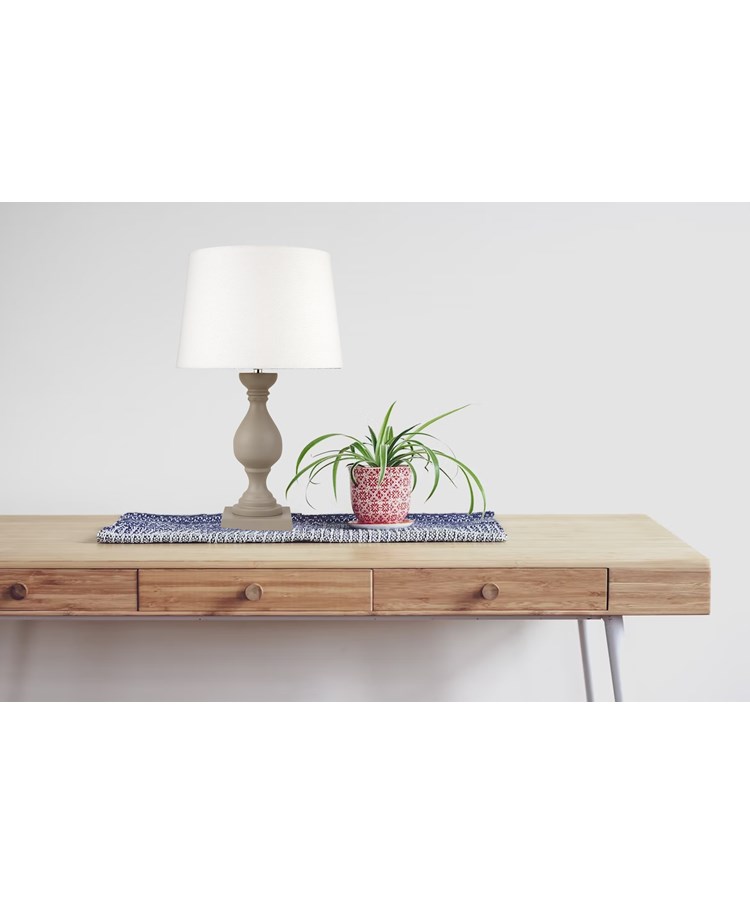 Fengate Stone Effect Grey Table Lamp with Ivory Linen Shade Fengate Stone Effect Grey Table Lamp with Ivory Linen Shade