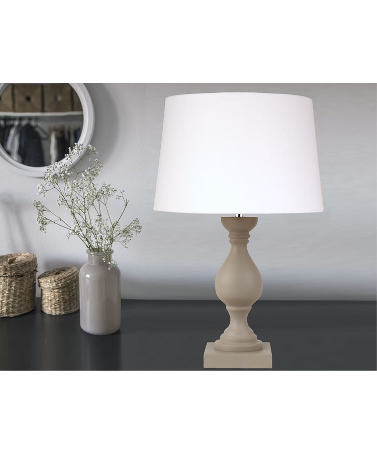 Fengate Stone Effect Grey Table Lamp with Ivory Linen Shade Fengate Stone Effect Grey Table Lamp with Ivory Linen Shade