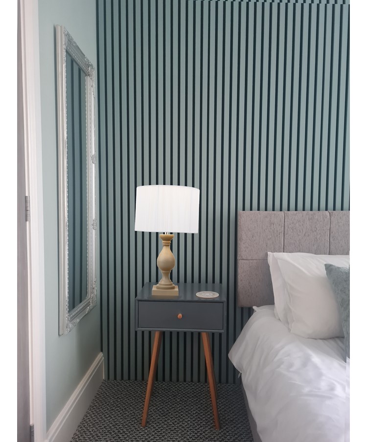 Fengate Stone Effect Grey Table Lamp with Ivory Silk String Shade Fengate Stone Effect Grey Table Lamp with Ivory Silk String Shade