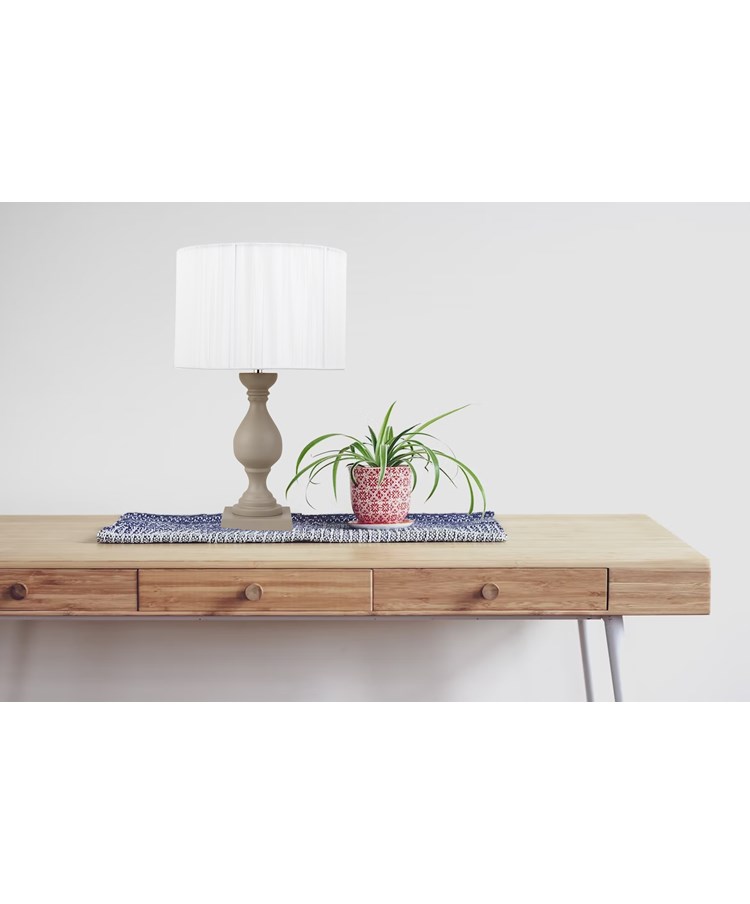 Fengate Stone Effect Grey Table Lamp with Ivory Silk String Shade Fengate Stone Effect Grey Table Lamp with Ivory Silk String Shade