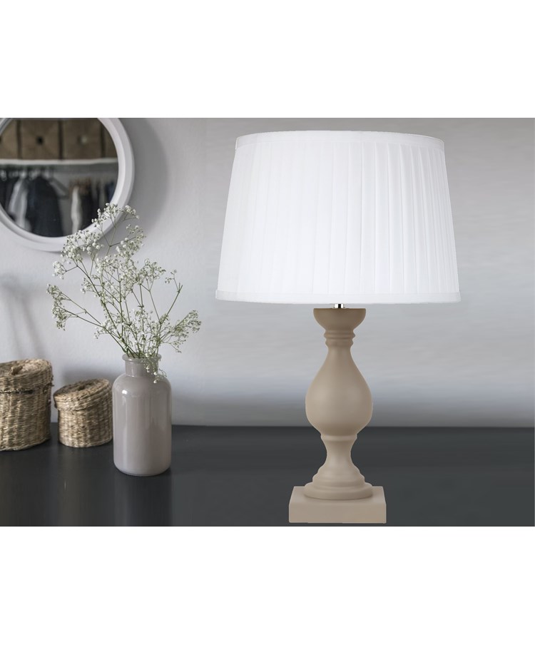 Fengate Stone Effect Table Lamp with Ivory Pleat Shade Fengate Stone Effect Table Lamp with Ivory Pleat Shade