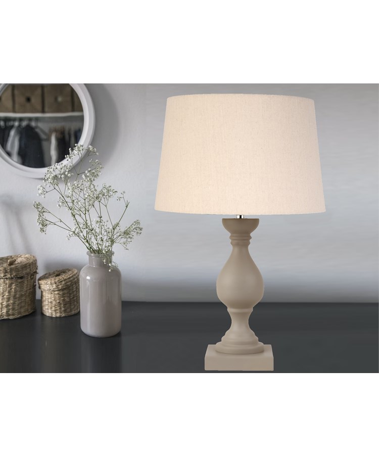 Fengate Stone Effect Table Lamp with Queenswood Natural Linen Shade Fengate Stone Effect Table Lamp with Queenswood Natural Linen Shade