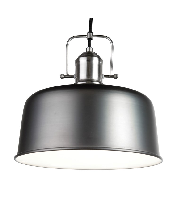 Bodmin Large Industrial Dome Pendant Gun Metal Pewter Adjustable Ceiling Light