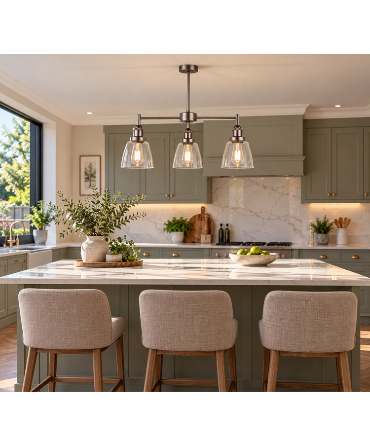 Echo Modern Industrial Style Ceiling 3 Light - Pewter - Clear Glass Shades Echo Modern Industrial Style Ceiling 3 Light - Pewter - Clear Glass Shades