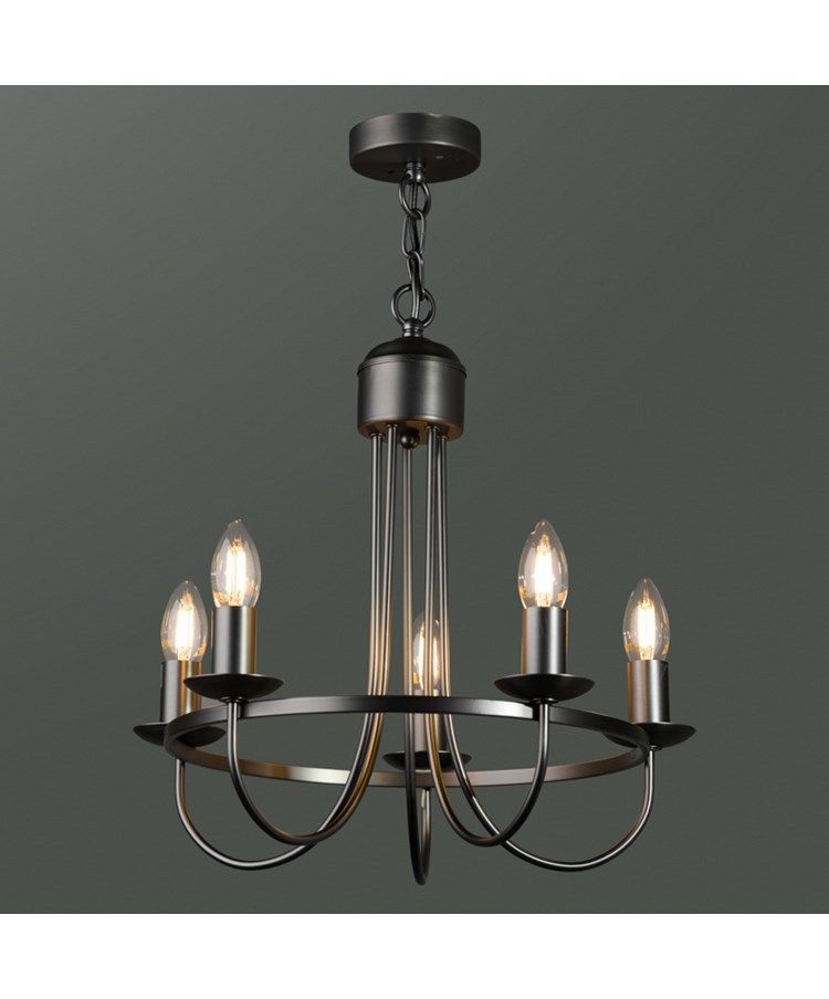 Islington Modern Grey 5-Light Ceiling Chandelier - Pewter Hoop/Ring Design Islington Modern Grey 5-Light Ceiling Chandelier - Pewter Hoop/Ring Design