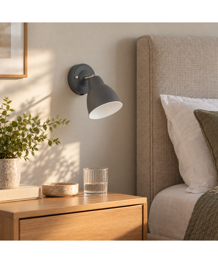 Ardley Dark Grey Unswitched Adjustable Directional Head Wall Light Ardley Dark Grey Unswitched Adjustable Directional Head Wall Light