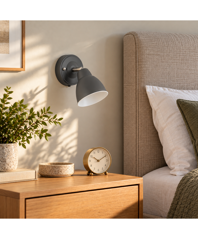 Ardley Dark Grey Switched Adjustable Directional Head  Wall Light