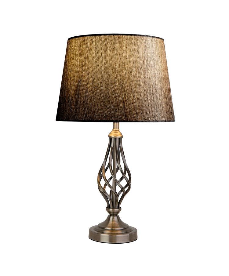 Queenswood Table Lamp Antique with Dark Charcoal Linen Shade