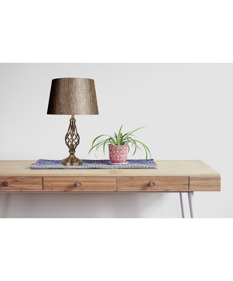 Queenswood Table Lamp Antique with Dark Charcoal Linen Shade