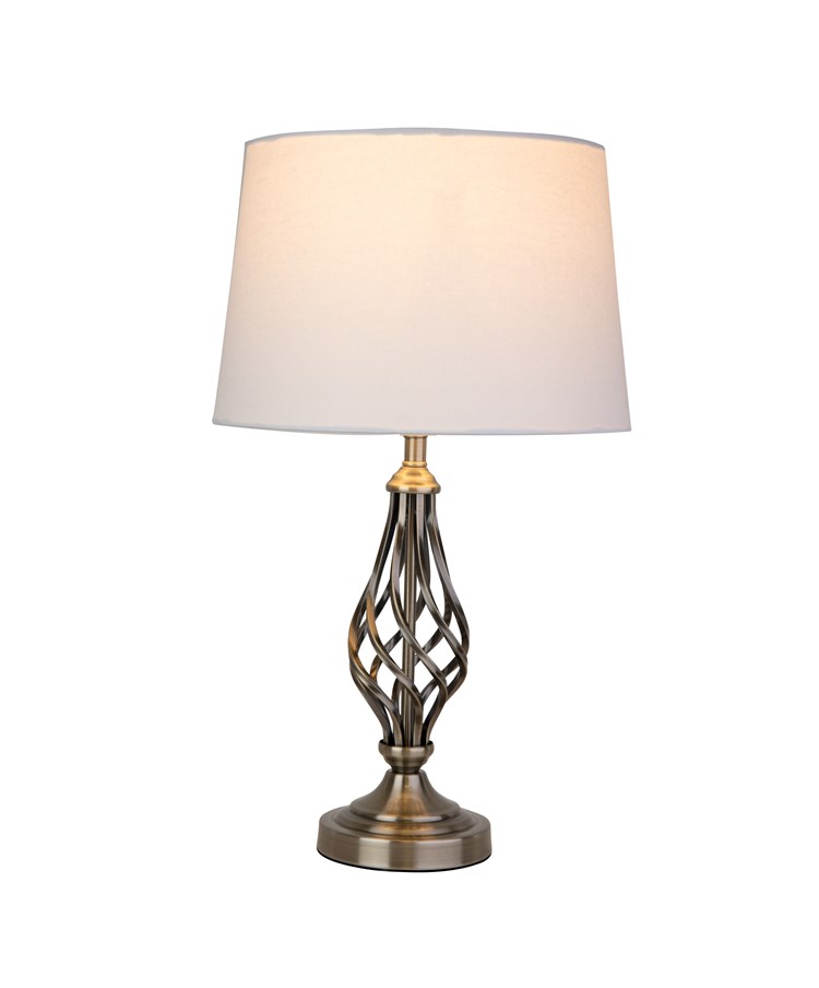 Queenswood Classic Barley Twist Table Lamp with Ivory Linen Shade- Antique Brass Queenswood Classic Barley Twist Table Lamp with Ivory Linen Shade- Antique Brass