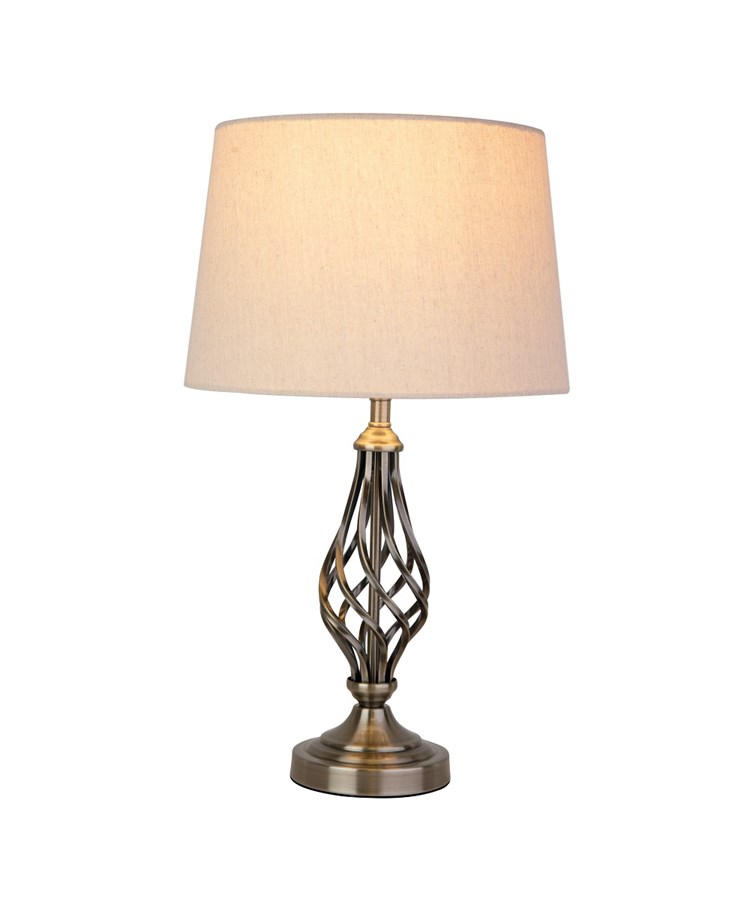 Queenswood Classic Barley Twist Table Lamp with Beige Linen Shade- Antique Brass Queenswood Classic Barley Twist Table Lamp with Beige Linen Shade- Antique Brass