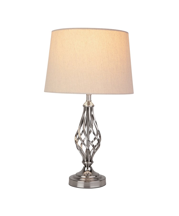 Queenswood Classic Barley Twist Table Lamp with Natural Linen Shade - Silver Queenswood Classic Barley Twist Table Lamp with Natural Linen Shade - Silver