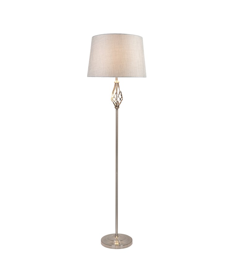 QUEENSWOOD FLOOR LAMP SILVER – GREY LINEN QUEENSWOOD FLOOR LAMP SILVER – GREY LINEN