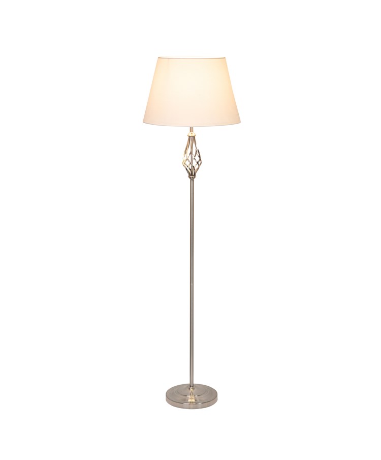 Queenswood Traditional Barley Twist Silver Floor Lamp with Ivory Linen Shade Queenswood Traditional Barley Twist Silver Floor Lamp with Ivory Linen Shade