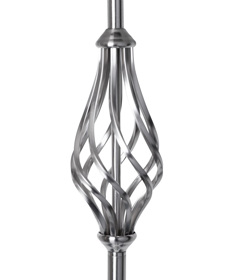 Queenswood Traditional Barley Twist Silver Floor Lamp with Ivory Linen Shade