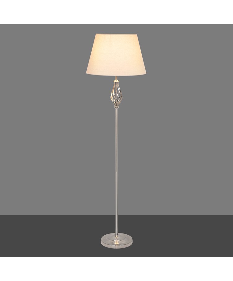 Queenswood Traditional Barley Twist Silver Floor Lamp with Natural Linen Shade Queenswood Traditional Barley Twist Silver Floor Lamp with Natural Linen Shade