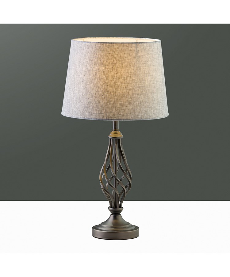 Queenswood Classic Barley Twist Table Lamp with Grey Linen Shade - Pewter Grey Queenswood Classic Barley Twist Table Lamp with Grey Linen Shade - Pewter Grey