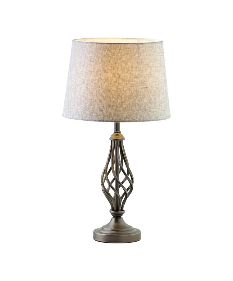 Queenswood Classic Barley Twist Table Lamp with Grey Linen Shade - Pewter Grey Queenswood Classic Barley Twist Table Lamp with Grey Linen Shade - Pewter Grey