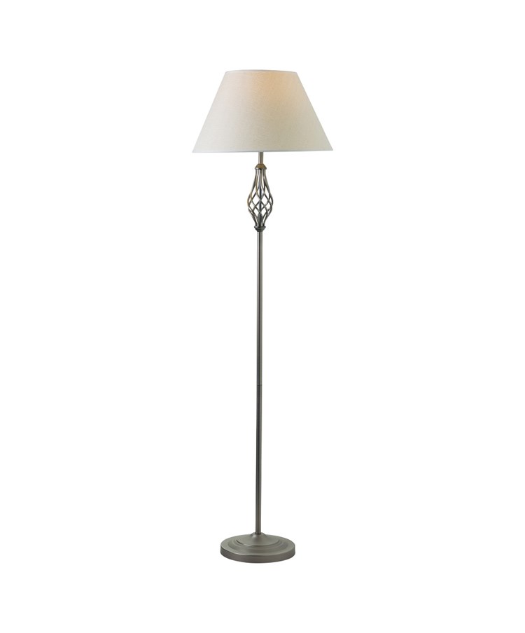 Queenswood Pewter Floor Lamp with Natural Linen Shade