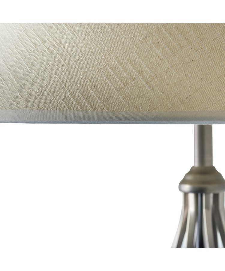 Queenswood Pewter Floor Lamp with Natural Linen Shade Queenswood Pewter Floor Lamp with Natural Linen Shade