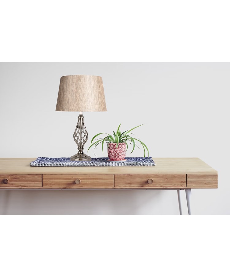 Queenswood Barley Twist Table Lamp with Charcoal Gold Shade - Silver Chrome Queenswood Barley Twist Table Lamp with Charcoal Gold Shade - Silver Chrome