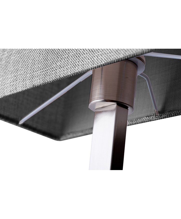 Medici Modern Rectangular Silver & Dark Wood Table Lamp - Grey Hessian Shade Medici Modern Rectangular Silver & Dark Wood Table Lamp - Grey Hessian Shade