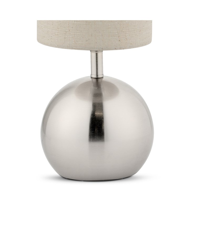 Bedford Modern Silver Brushed Metal Ball Small Touch Control Table Lamp Bedford Modern Silver Brushed Metal Ball Small Touch Control Table Lamp