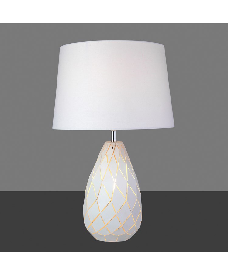 Modern Origami Geometric Metal Table Lamp with Ivory Linen Shade Modern Origami Geometric Metal Table Lamp with Ivory Linen Shade