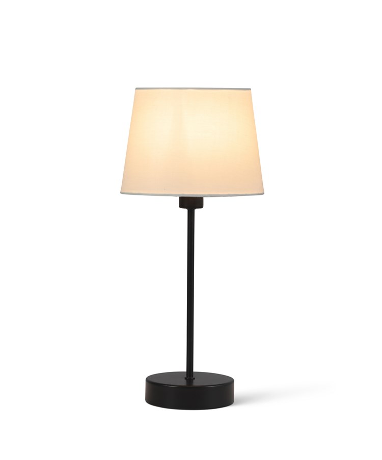 Stockholm Black Cup Stick Table Lamp with Lorenzo Cream Shade Stockholm Black Cup Stick Table Lamp with Lorenzo Cream Shade