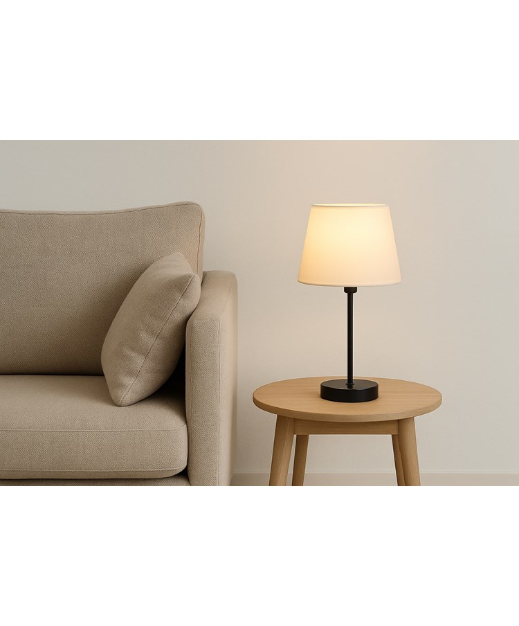 Stockholm Black Cup Stick Table Lamp with Lorenzo Cream Shade Stockholm Black Cup Stick Table Lamp with Lorenzo Cream Shade