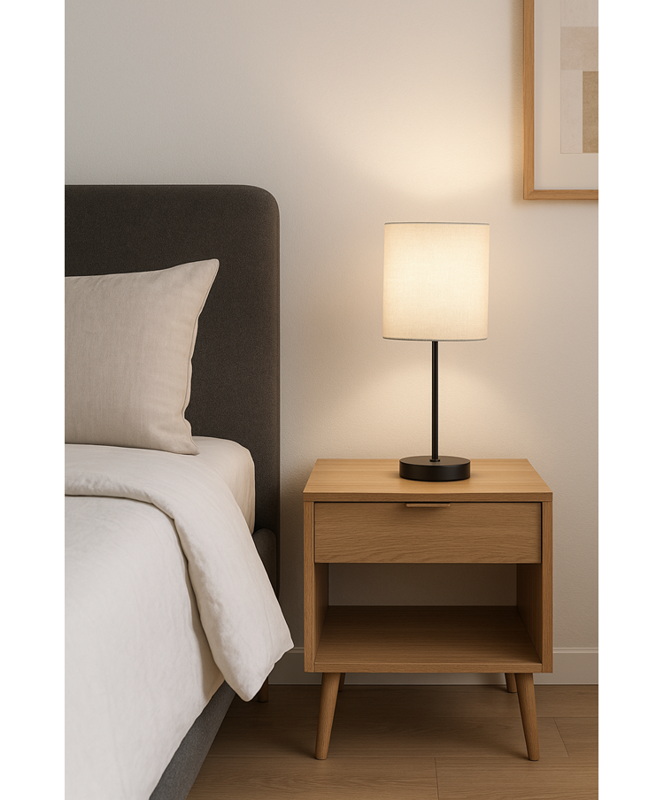 Stockholm Black Cup Stick Table Lamp with Grey Linen Cylinder Shade Stockholm Black Cup Stick Table Lamp with Grey Linen Cylinder Shade