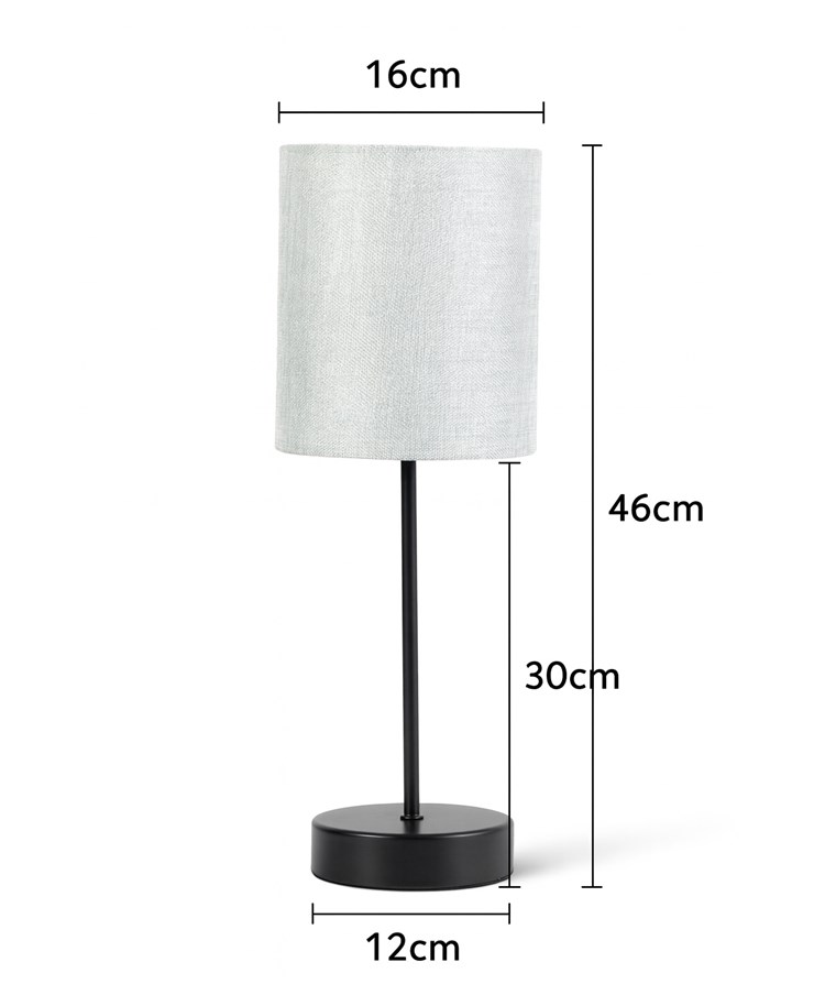 Stockholm Black Cup Stick Table Lamp with Grey Linen Cylinder Shade Stockholm Black Cup Stick Table Lamp with Grey Linen Cylinder Shade