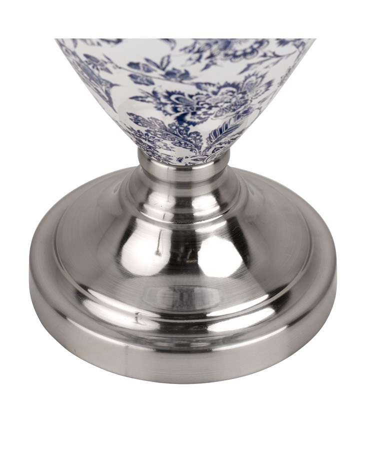 Hepburn Large Ceramic Table Lamp with Matching Shade - Modern White, Blue Silver Hepburn Large Ceramic Table Lamp with Matching Shade - Modern White, Blue Silver