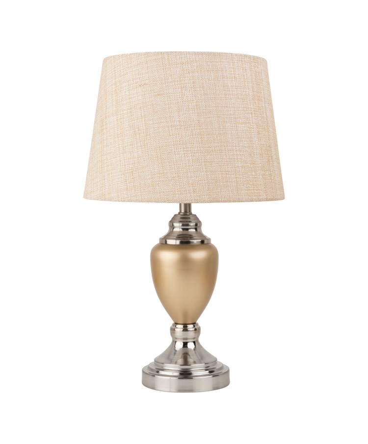 Malham Ceramic Table Lamp with Matching Shade - Champagne Gold & Satin Silver