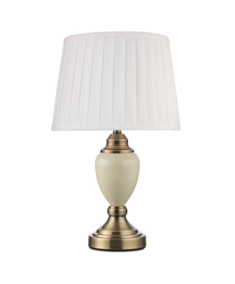 Malham Small Cream Table Lamp with Ivory Pleated Shade