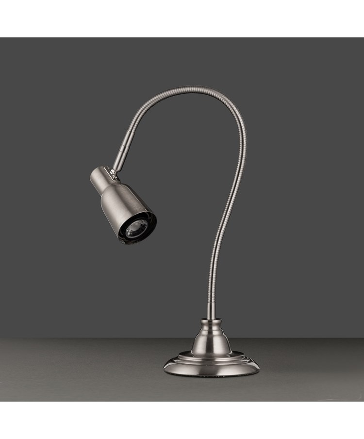 Modern Satin Silver Adjustable Gooseneck Reading Table Lamp with LED Bulb Modern Satin Silver Adjustable Gooseneck Reading Table Lamp with LED Bulb