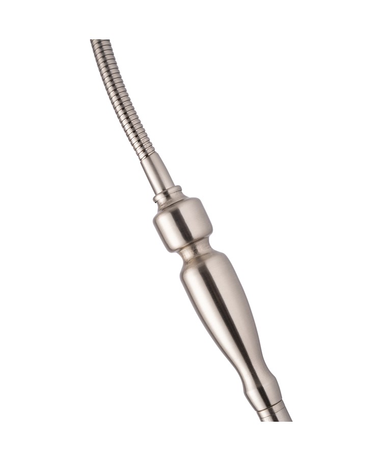 Heavyweight Modern Satin Silver Reading Floor Lamp with LED Daylight Bulb Heavyweight Modern Satin Silver Reading Floor Lamp with LED Daylight Bulb