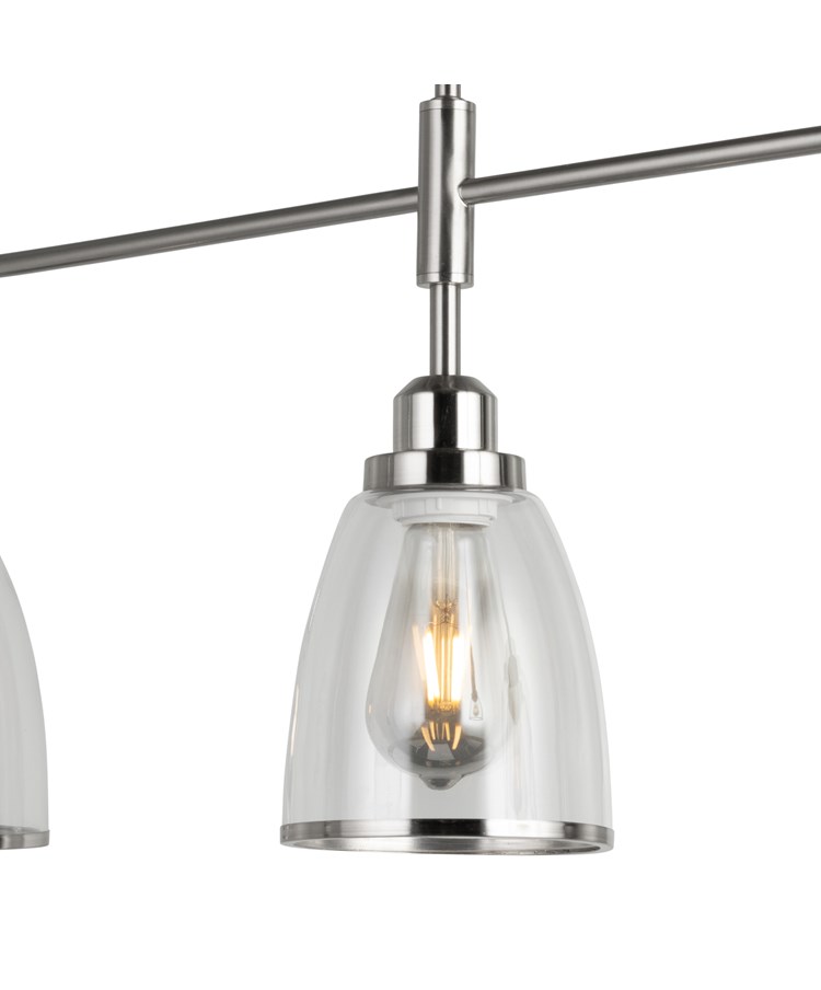 Rossi 3 Light Bar Ceiling Light - Clear Shades with Silver Rim Rossi 3 Light Bar Ceiling Light - Clear Shades with Silver Rim