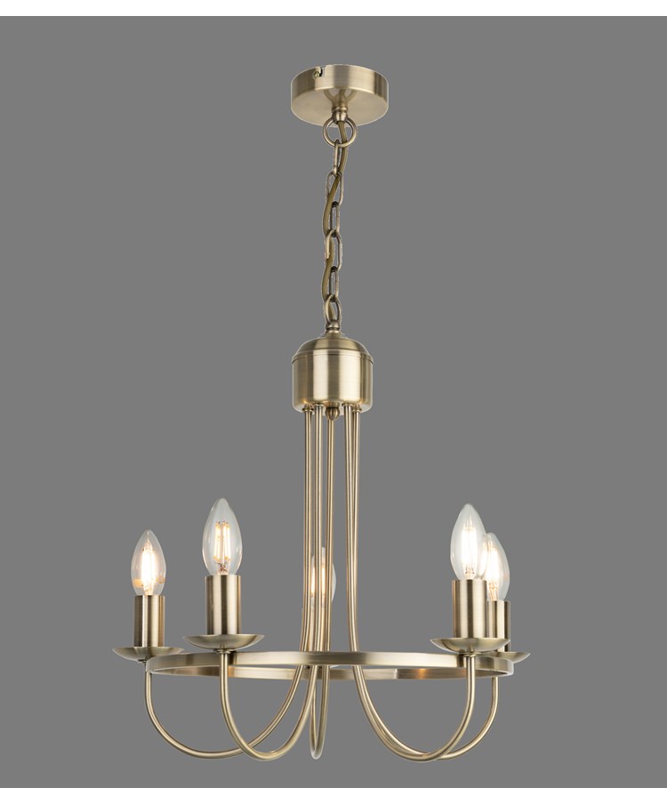 Islington Modern Antique 5-Light Ceiling Chandelier - Brass Hoop/Ring Design Islington Modern Antique 5-Light Ceiling Chandelier - Brass Hoop/Ring Design