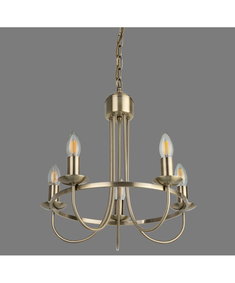 Islington Modern Antique 5-Light Ceiling Chandelier - Brass Hoop/Ring Design Islington Modern Antique 5-Light Ceiling Chandelier - Brass Hoop/Ring Design