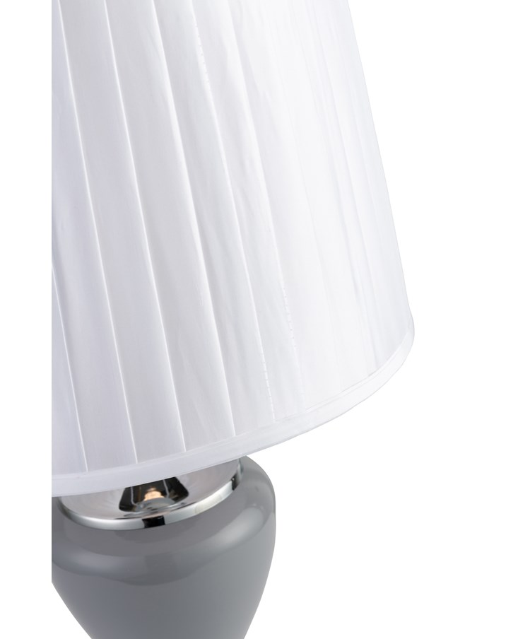 Hepburn Large Ceramic Table Lamp with Ivory Pleated Shade - Modern Grey & Silver Hepburn Large Ceramic Table Lamp with Ivory Pleated Shade - Modern Grey & Silver