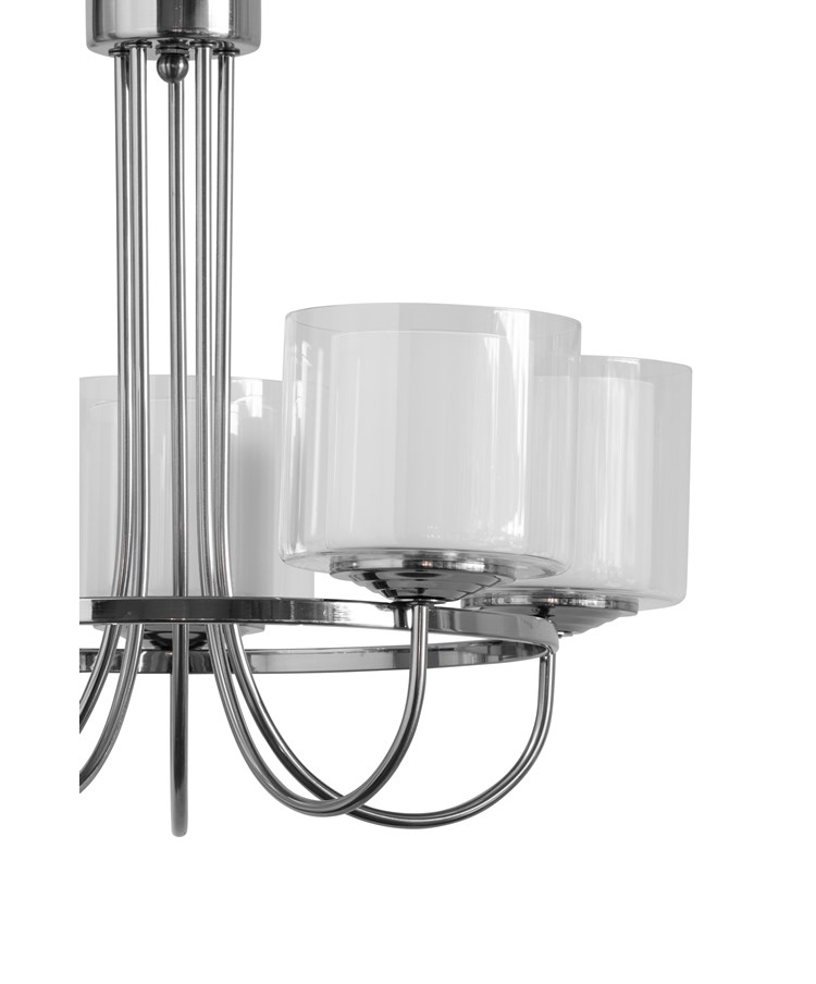 Lulworth 5 Light Silver Industrial Hoop Ceiling Light with Glass Shades Lulworth 5 Light Silver Industrial Hoop Ceiling Light with Glass Shades