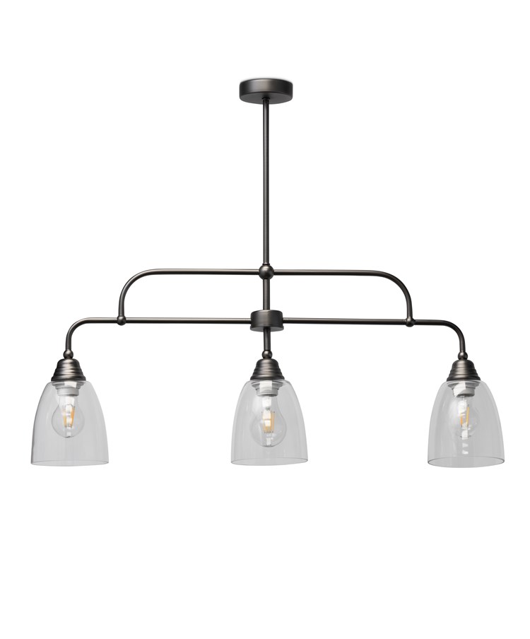 Tripoli 3 Light Bar Pendant Ceiling Light with Clear Glass Shades Tripoli 3 Light Bar Pendant Ceiling Light with Clear Glass Shades